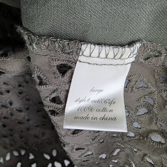 Womens Francescas Harper Olive Green Utility Jacket Lace Cutout Full Zip Size L - Picture 6 of 10